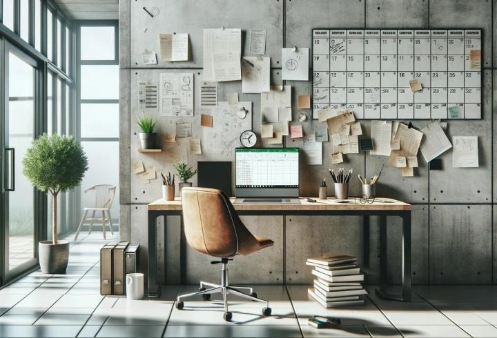 Le bureau d'un gérant de PME qui loue du matériel.