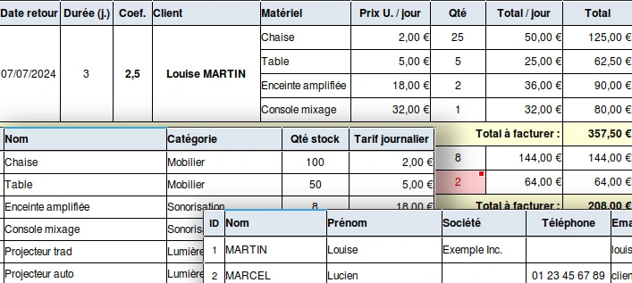 Illustration de feuilles de calcul