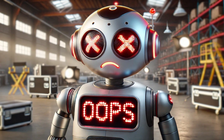 Un petit robot qui affiche une erreur système