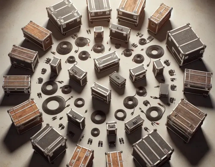 Des flight-cases disposés en cercle.