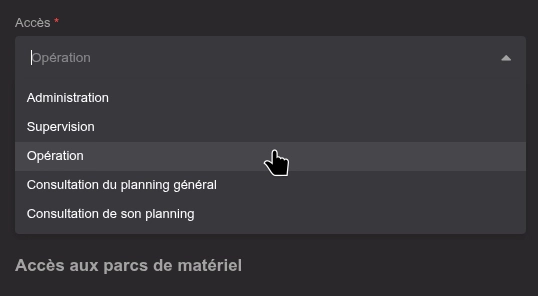 Assignation d'un niveau d'accès utilisateur
