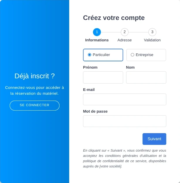 L'inscription en autonomie pour faire des demandes de réservation dans Loxya