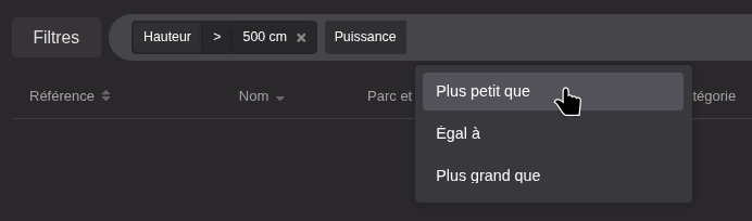 La barre de recherche / filtrage du matériel de Loxya sur des caractéristiques spéciales