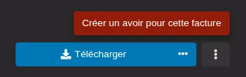 Les boutons de téléchargement et de création d'un avoir pour une facture.