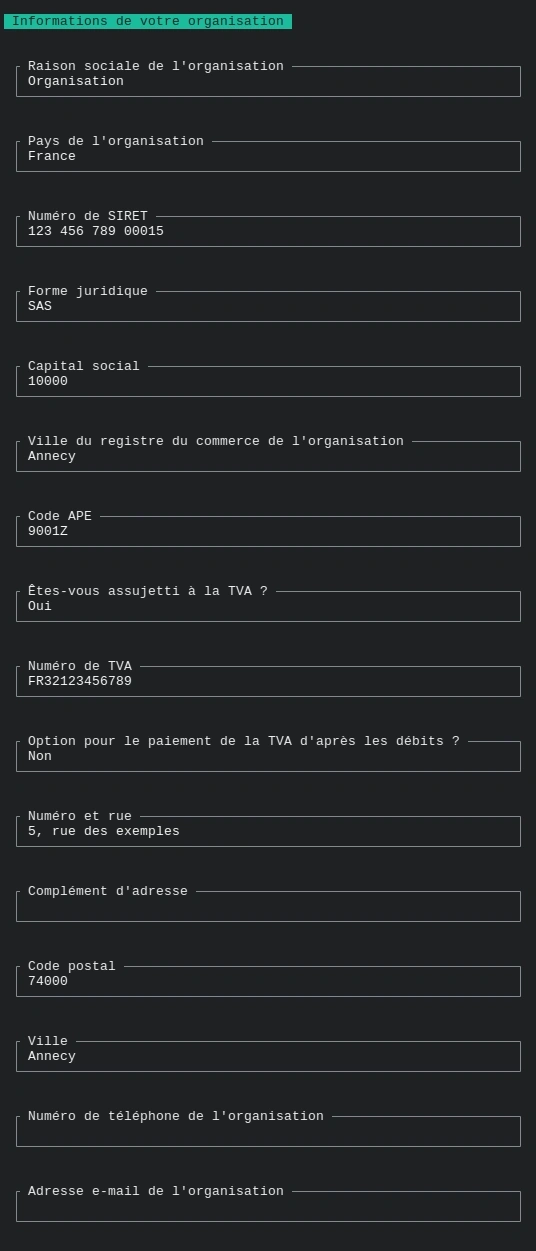 Seconde étape de l'assistant d'installation CLI de Loxya