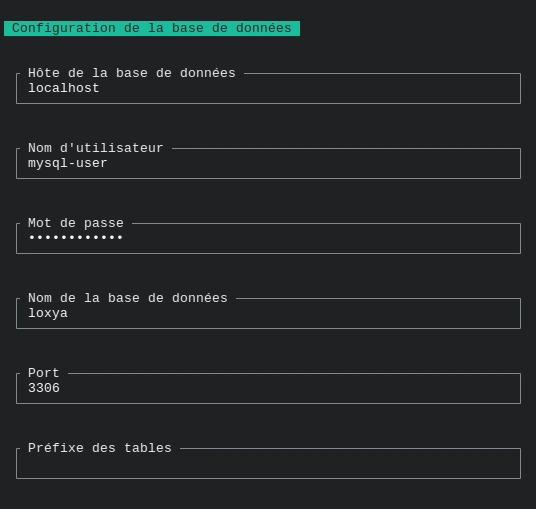Troisième étape de l'assistant d'installation CLI de Loxya