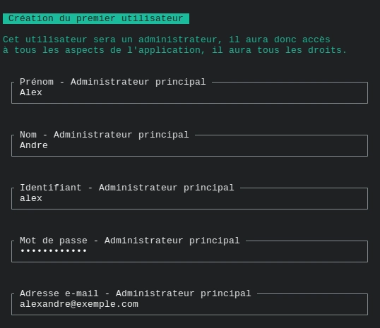 Huitième étape de l'assistant d'installation CLI de Loxya